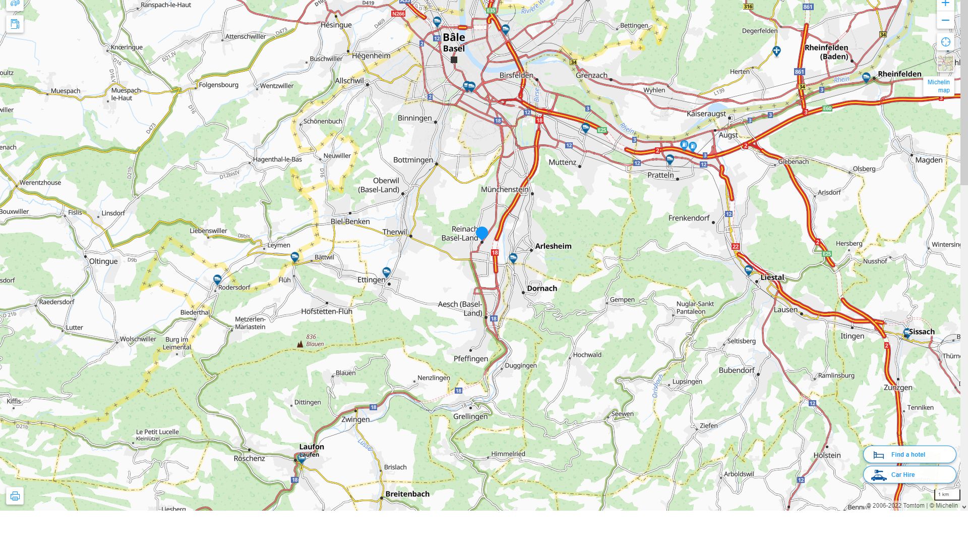 Reinach Highway and Road Map